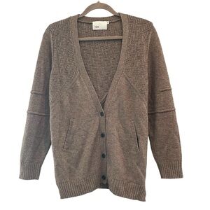ANTHROPOLOGIE | YOON Brown Wool Cashmere Blend Grandpa Cardigan Sweater Small